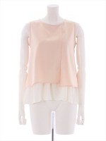 布帛シフォン付きノースリーブブラウス/ネイビー