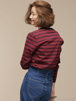 ボーダークルーネックトップス/ベージュ