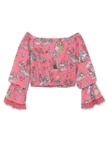 Tea party柄オフショルトップス/PNK