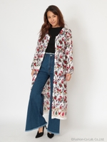 エスニック柄ロングシャツ/ホワイト