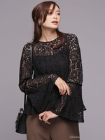 美人百花12月号掲載/SOUP.+1月号掲載/フレアスリーブレースブラウス/ブラック