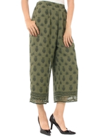 【AZUL by moussy】オータムペイズリー柄クロップドワイドパンツ/柄KHA