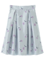 【スカート】シャンタン刺繍スカート/グレー