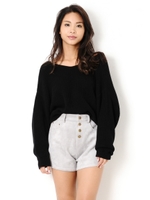 フェイクスウェードボタンショートパンツ/L/BROWN