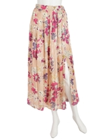 シャイニーサテンフラワープリントスカート/PNK