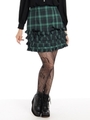 フリルヘムチェックスカート/グリーン