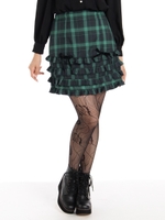 フリルヘムチェックスカート/グリーン