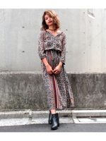 【chille anap】オリエンタル柄マキシワンピース/BRN