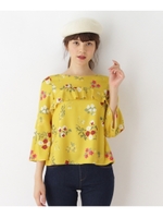 ボタニカルプリントブラウス/マスタード(133)