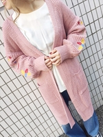 【Marie Hill】袖刺繍ロングカーディガン/ピンク