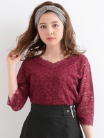 【WEB限定価格】コードレースVプルオーバー/ボルドー