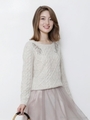 パーツ刺繍ケーブルニット/ホワイト