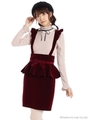 フリルサスペンダーぺプラムタイトSK/ボルドー