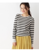 ボーダーウールニット/オフホワイト×ネイビー(303)