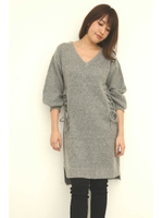 サイドレースアップニットワンピース/ブラック(010)