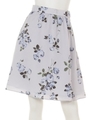 ローズ柄ギャザーフレアスカート/ブルー