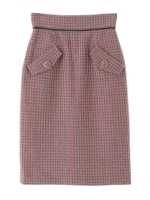 【スカート】ガングラブチェックタイトスカート/グレー