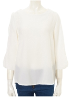 リボンスリーブシフォンブラウス/ホワイト