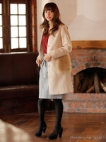 ポケットファーノーカラーコート/ライトグレー