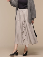 ラッフル切替ギャザースカート/グレージュ