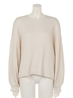 [BED&BREAKFAST]TWIST BORDER Puff Sleeve Top/GREEN