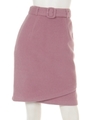 ウール混バックル付ペンシルスカート/ラベンダー