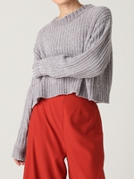 モールヤーンコンパクトニットプルオーバー/BLK