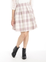 シャギーチェック単色カラーフレアスカート/クロ