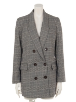 チェックダブルテーラードジャケット/GRAY