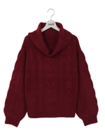 オフタートルケーブルニット/ブラック