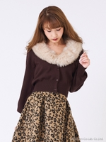 ファーティペットカーディガン/レッド