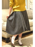 起毛グレンチェックテールカットスカート/ブラック(010)