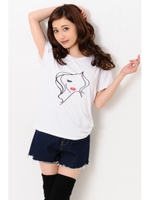 LadyプリントTシャツ/WHITE