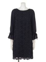 Backチェーン付レースサックワンピース/ベージュ