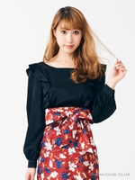 2WAYフリルブラウス/ブラック