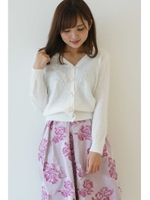 アンゴラ混ビジュー調カーディガン/ホワイト(030)