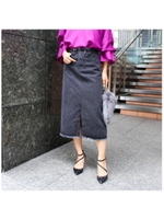 カットオフ ブラックデニムスカート/ブラック