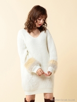 ボーダースリーブニットワンピース/オフホワイト