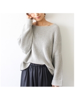 ボートネックドルマンローゲージニット/ネイビー