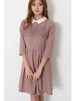 レース　フロント　ワンピース/ピンク(090)