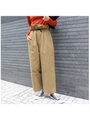 ウエストギャザードロストワイドパンツ/ベージュ
