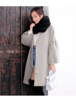 【ANAP】ファースヌード+ボリューム袖コート SET/L.GRY