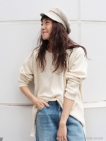 【Ca】ワッフルスリットロングスリーブTシャツ/O.WHT