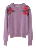 【ニット】フラワーインターシャニット/ラベンダー