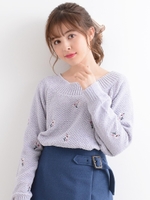 フラワー刺繍モールヤーンプルオーバー/ラベンダー