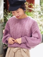 ケーブル袖ボリュームプルオーバー/グレー