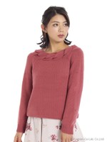 ケーブルネックknit　PO/アイボリー