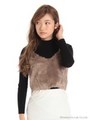 ファービスチェ付きニットトップス/ブラウン