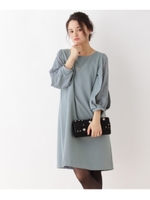 【WEB限定サイズ(LL)あり】スリーブレースフレアワンピース/ライトブルー(091)