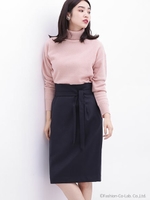 ウールコクーンタイトスカート/ネイビー